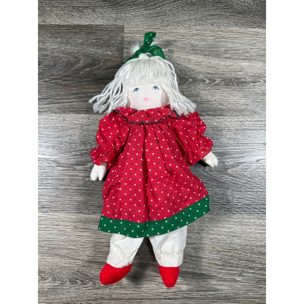 "Mary" Dolls‎ By Pauline Bjonness-Jacobsen Rag Doll Red Heart Dress 12" VTG 80s